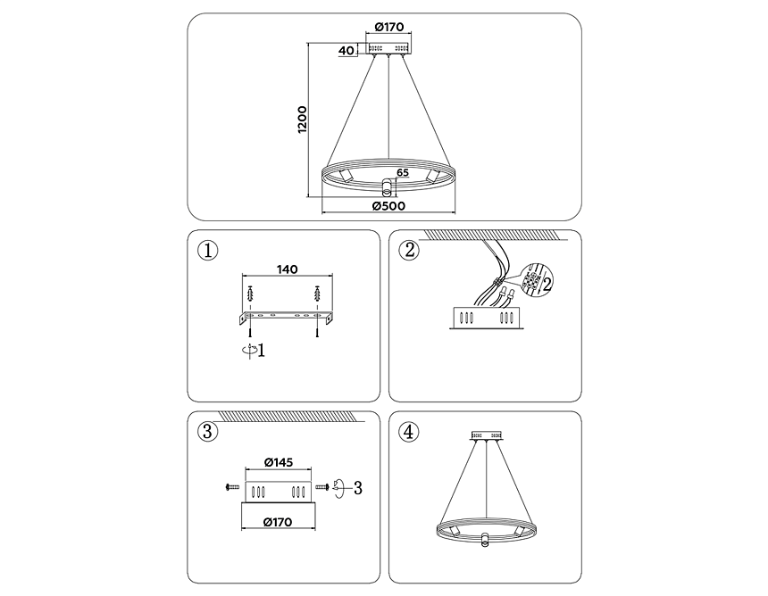 FL5281/1+3 WH белый 50W 3000K/4200K/6400K+4200K D500*1200 (ПДУ ИК)